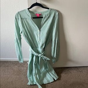 Lilly Pulitzer Mint Striped Long Sleeve Dress